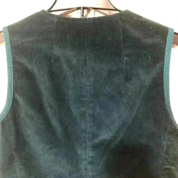 Liz Claiborne Unique Vintage Teal Corduroy Hunting Vest Fuchsia Lining Sz Medium - Picture 6 of 15